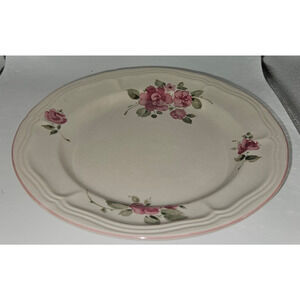 Gibson Rose Floral 8" Salad Plates Set of 2 Pink Green Stoneware Vintage